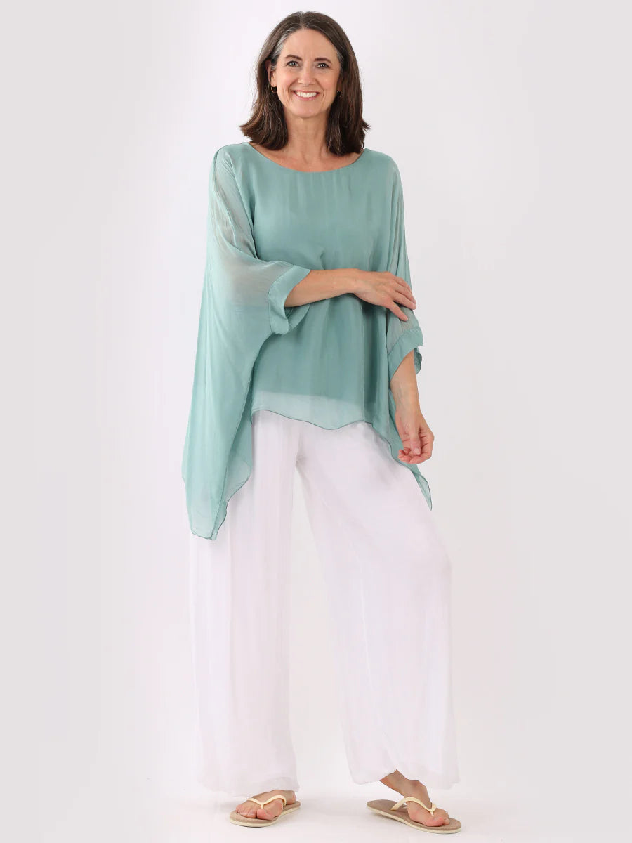 Batwing Silk Top - Sea Green
