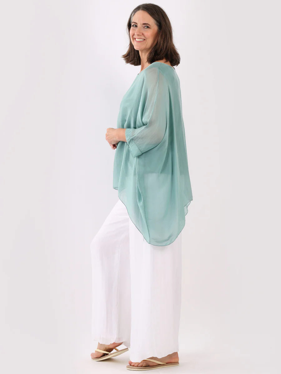 Batwing Silk Top - Sea Green