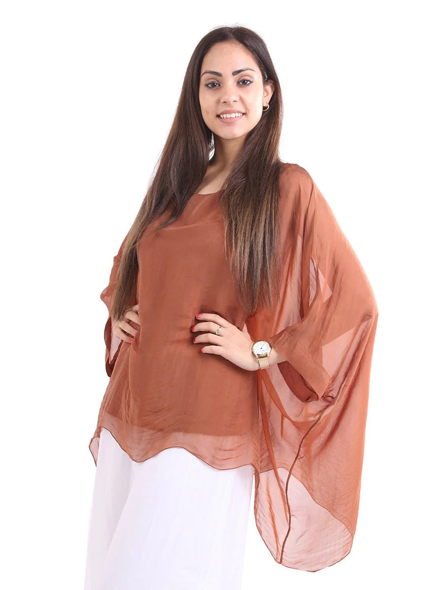 Batwing Silk Top - Rust
