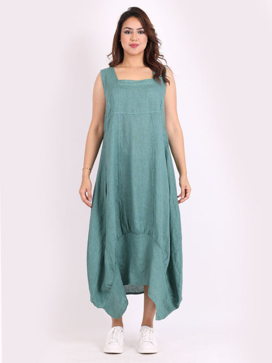 Square Neck Dress - Sea Green