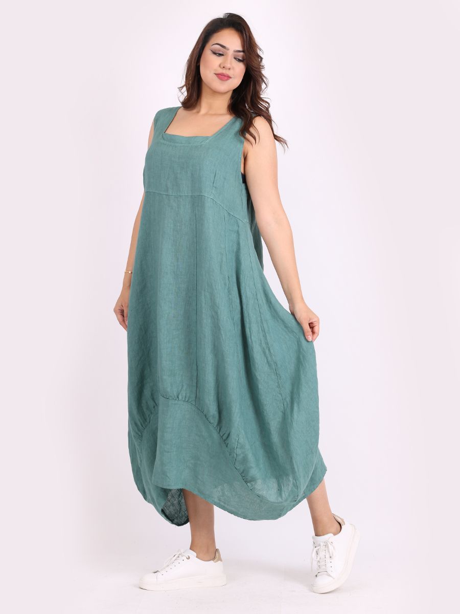 Square Neck Dress - Sea Green