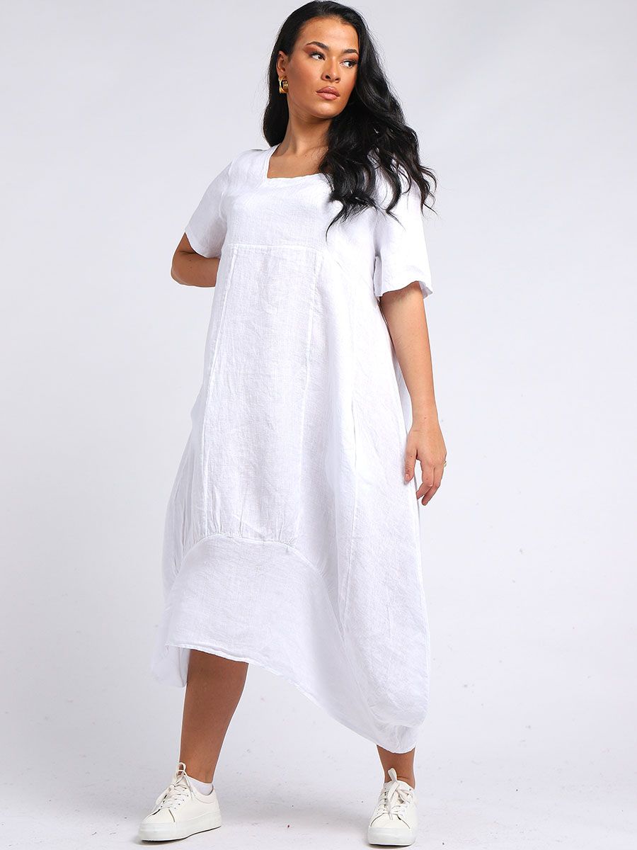 Square Neck Dress - White