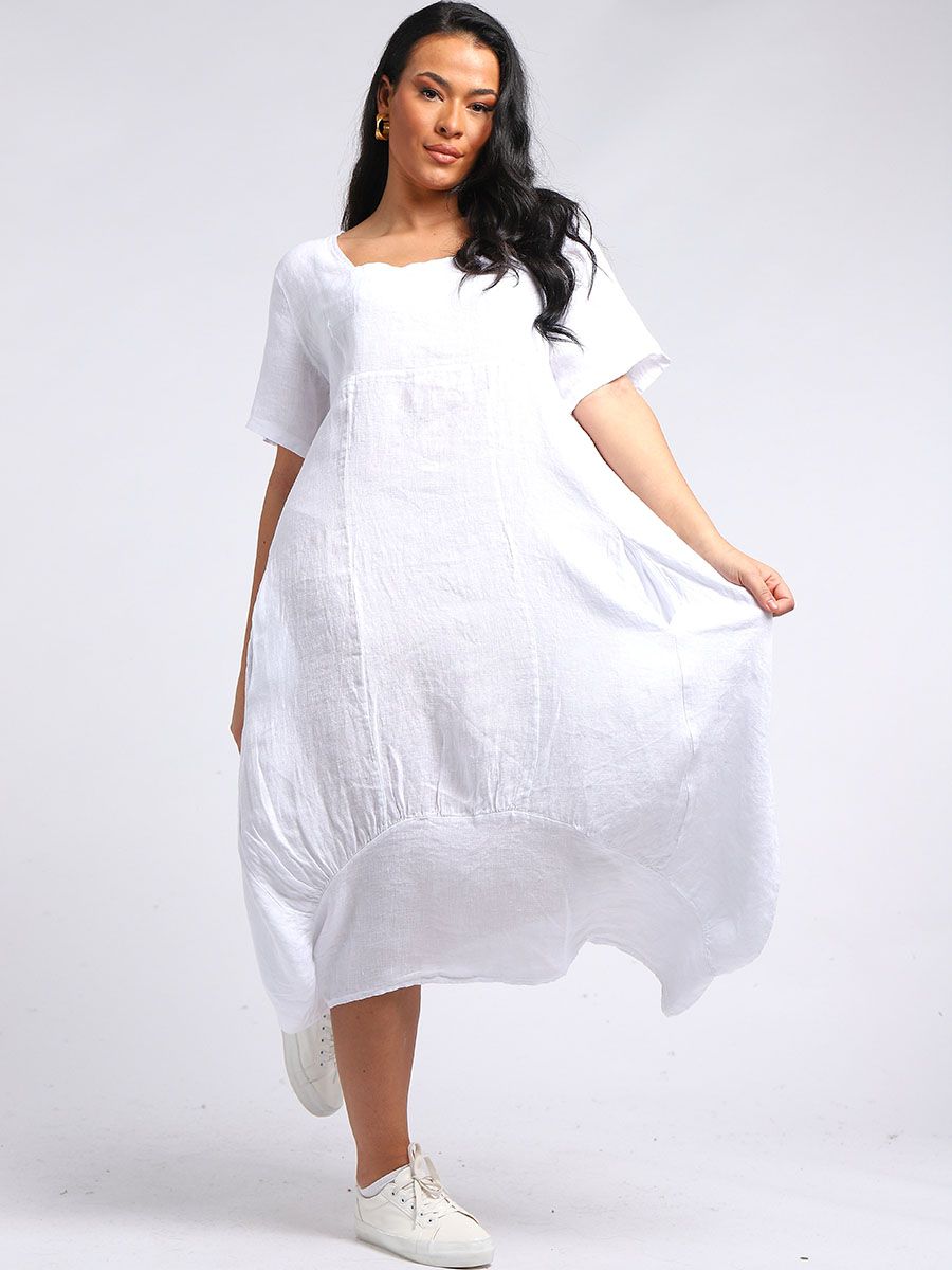 Square Neck Dress - White