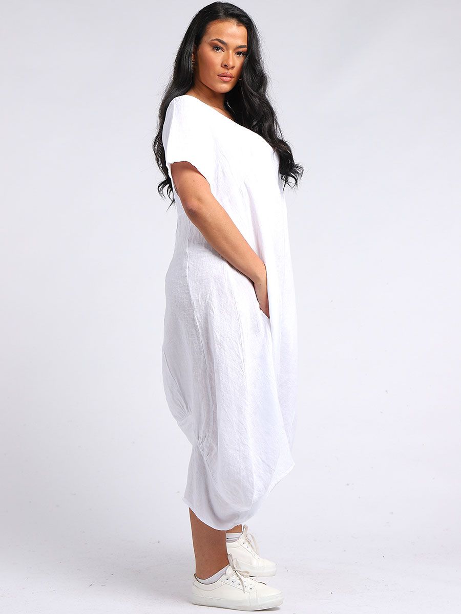Square Neck Dress - White