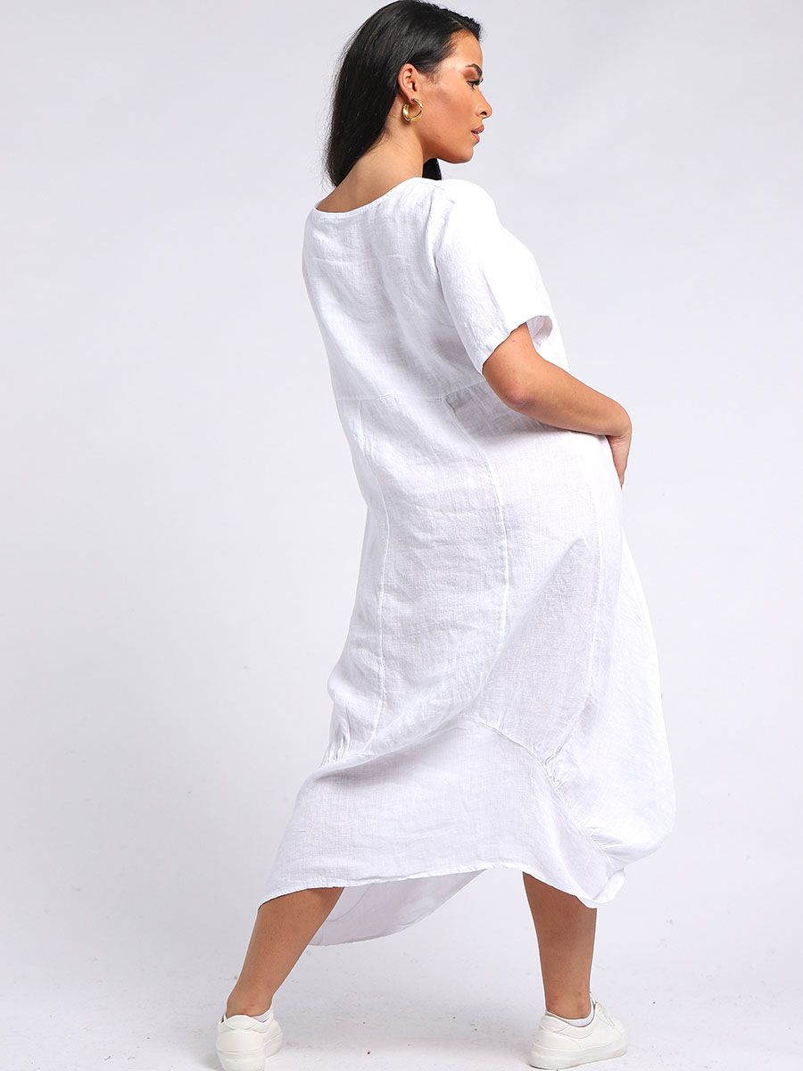 Square Neck Dress - White