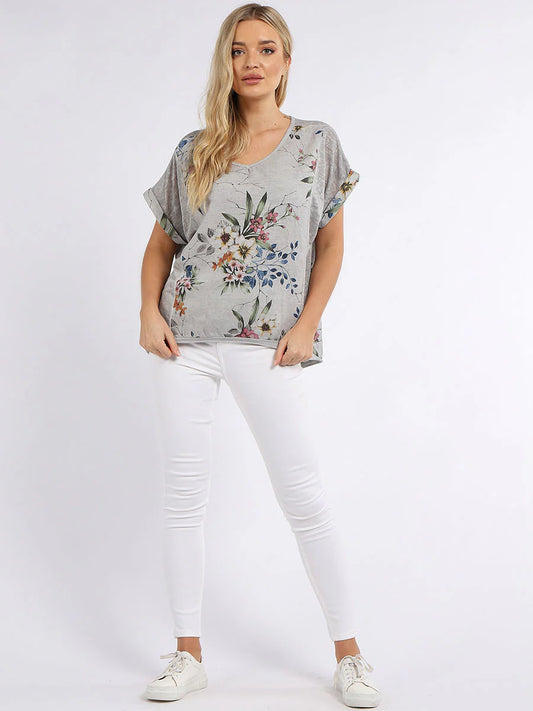 Flora Tee - Grey