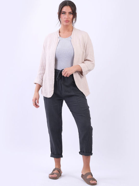 Linen Blazer Jacket - Beige