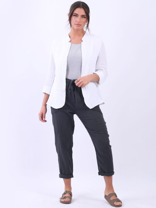 Linen Blazer Jacket - White