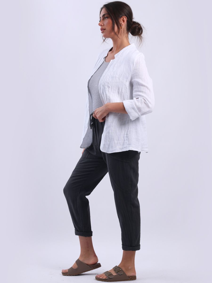 Linen Blazer Jacket - White
