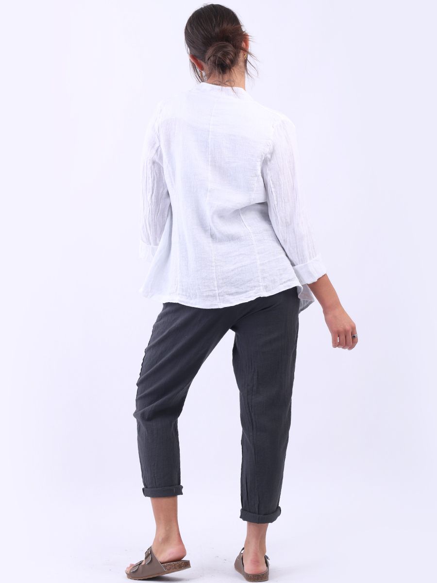 Linen Blazer Jacket - White