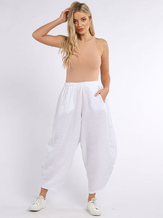Cocoon Wide Leg Pants - White