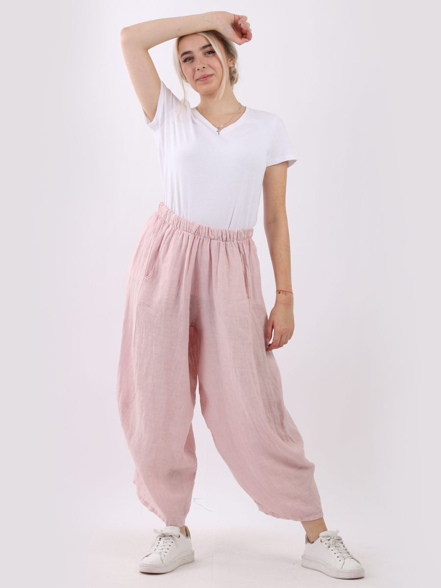 Cocoon Wide Leg Pants - Pink