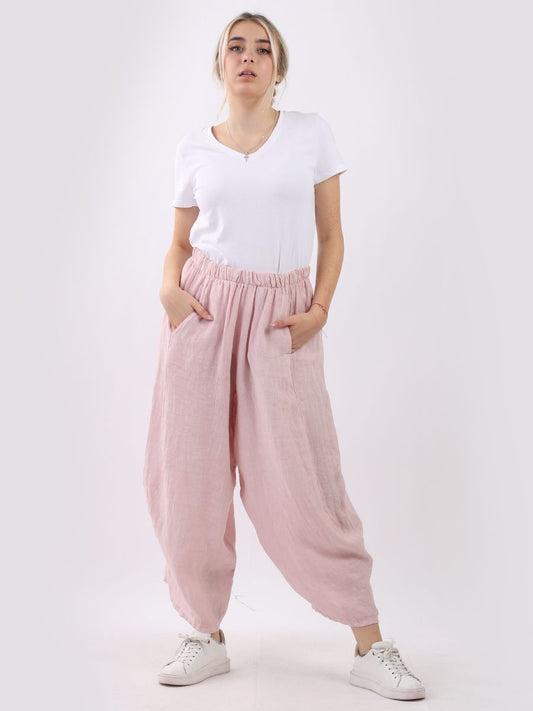 Cocoon Wide Leg Pants - Pink