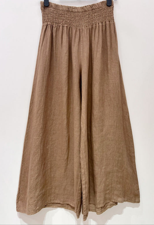 Wide Leg Linen Pants - Bronze