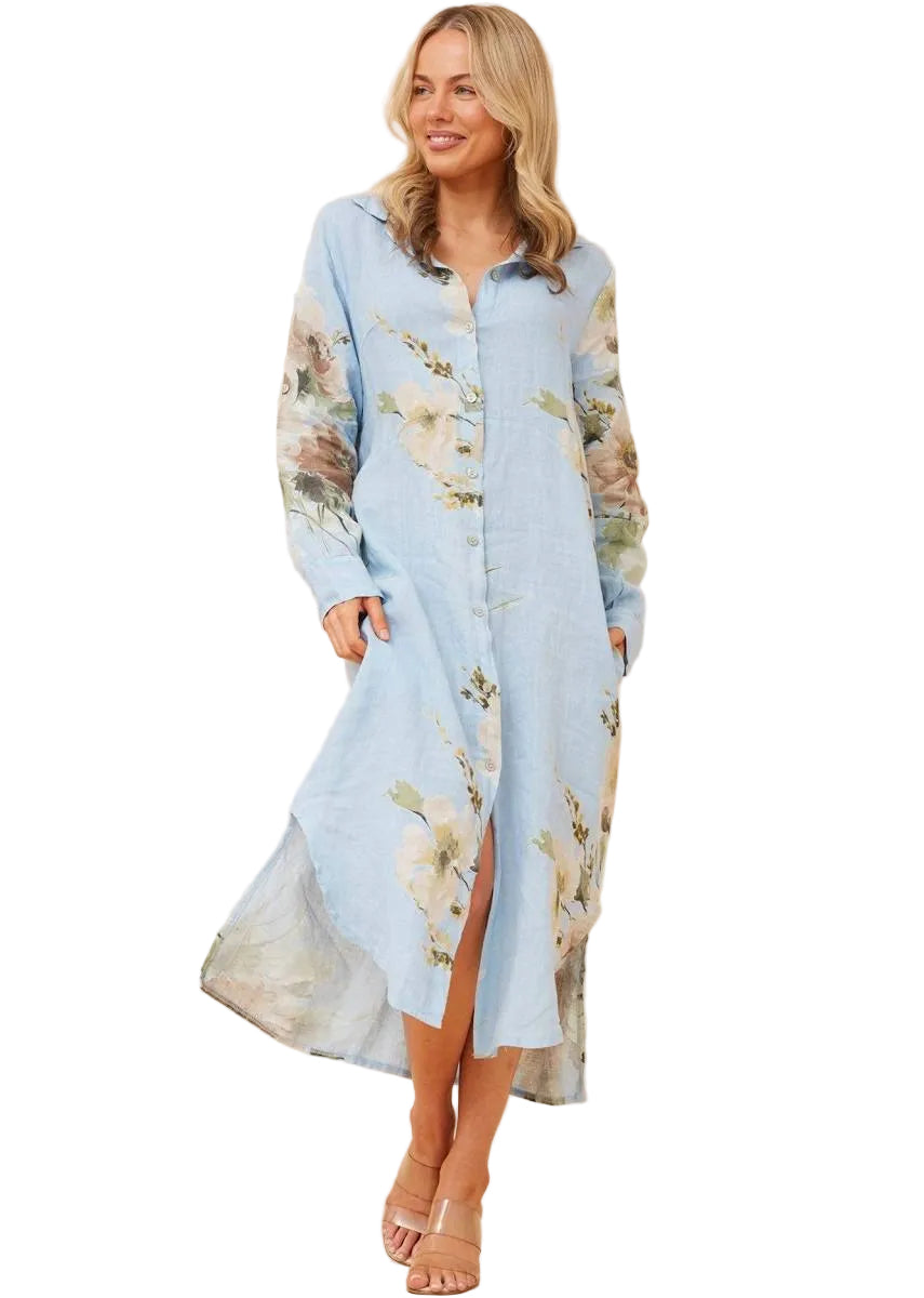 Flora Shirtmaker Dress - Sky Blue