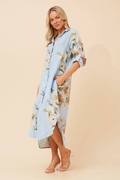 Flora Shirtmaker Dress - Sky Blue