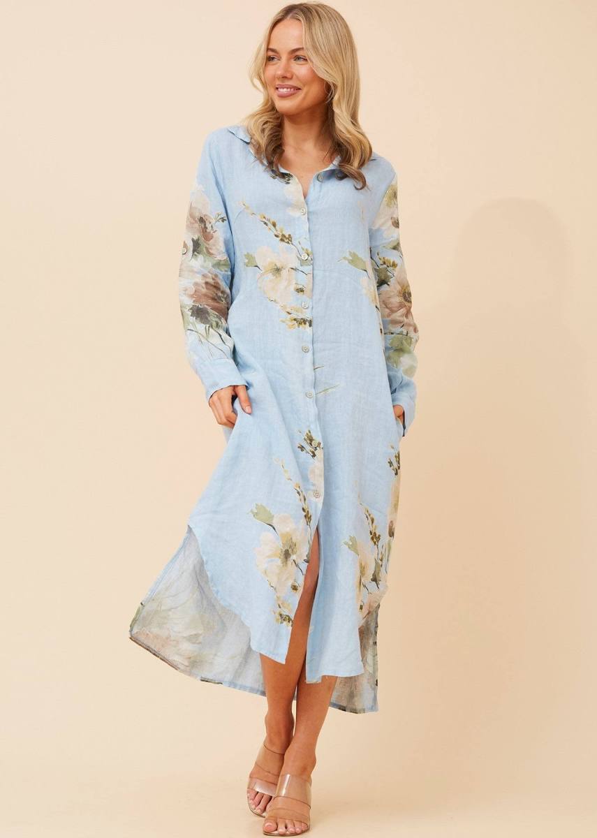 Flora Shirtmaker Dress - Sky Blue