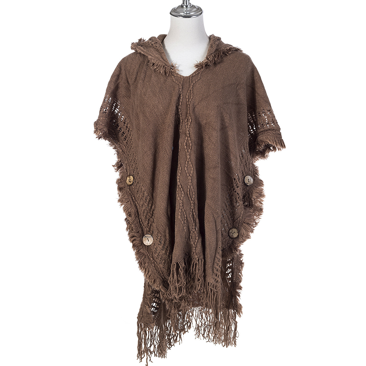 Hooded Poncho - Brown