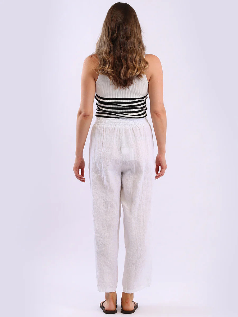 7/8 Linen Pants - White